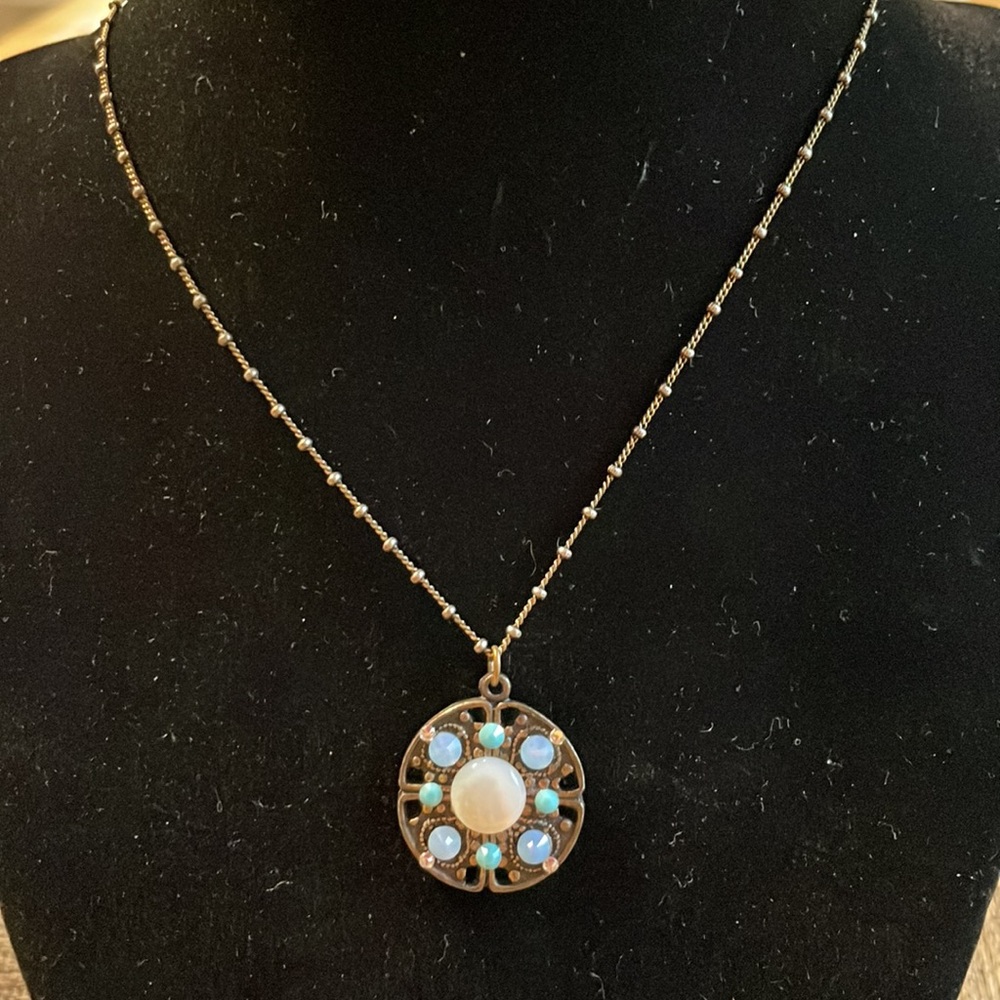 Anne Poplik Designs Vintage Antique Brass Necklace and Matching Earrings